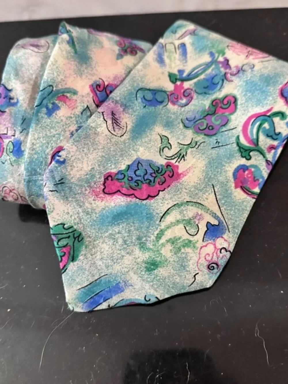 Vitaliano Pancaldi Silk Tie Mens Neckwear Floral Painterly Pastel Blue
